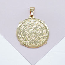 Load image into Gallery viewer, 18k Gold Filled Coin Pendant: Austrian Francis Joseph Charm, 25mm