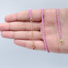 Load image into Gallery viewer, 18k Gold Filled 3mm Colorful Enamel Box Chain Multicolor Necklace