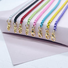 Load image into Gallery viewer, 18k Gold Filled 3mm Colorful Enamel Box Chain Multicolor Necklace