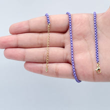 Load image into Gallery viewer, 18k Gold Filled 3mm Colorful Enamel Box Chain Multicolor Necklace