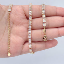 Load image into Gallery viewer, 18k Gold Filled Baguette Cubic Zirconia Choker Necklace and Bracelet Set