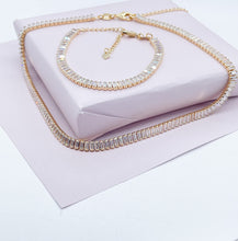 Load image into Gallery viewer, Gorgeous 18k Gold Filled Baguette Cubic Zirconia Set Choker Necklace and Bracelet And Jewelry Making Supplies