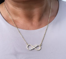 Load image into Gallery viewer, 18k Gold Filled Infinity Baguete And Micro Pave Zirconia Set Necklace And Earrings