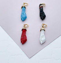 Load image into Gallery viewer, 18k Gold Filled Figa Charm: Colorful Hand Pendant, Jewelry Making (15mm)