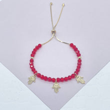 Load image into Gallery viewer, 18k Gold Filled Hamsa Bracelet: Colorful Beaded Protection Bracelet