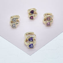 Load image into Gallery viewer, 18k Gold Filled Heart Huggie Earrings: Hypoallergenic Small Hoops