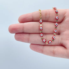Load image into Gallery viewer, 18k Gold Filled Red Color Evil Eye Bracelet And Necklace