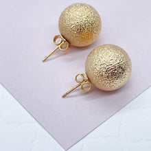 Load image into Gallery viewer, 18k Gold Filled Ball Stud Earrings: Matte Grooved Design