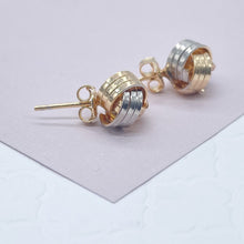 Load image into Gallery viewer, 18k Gold Filled Tri Color Love Knot Stud Earrings
