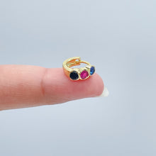 Load image into Gallery viewer, 18k Gold Filled Three Stones Huggie Earrings Hypoallergenic Jewelry