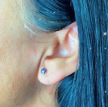 Load image into Gallery viewer, 18k Gold Filled Little Dot Evil Eye Stud Earrings Hypoallergenic Jewelry