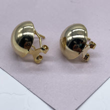 Load image into Gallery viewer, 18k Gold Filled Concave Round Stud Earrings With Safe Post And Clip, Half Ball Stud, Gold Round Stud ,