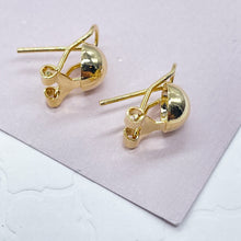 Load image into Gallery viewer, 18k Gold Filled Concave Round Stud Earrings With Safe Post And Clip, Half Ball Stud, Gold Round Stud ,