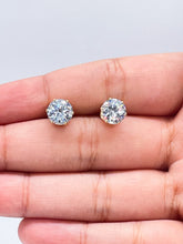 Load image into Gallery viewer, 18k Gold Filled 8mm Cubic Zirconia Round Stud Earrings Crown Settings