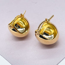 Load image into Gallery viewer, 18k Gold Filled Basket Shape Hoop Earring, Concave Plain Hoop Earrings, Puffy