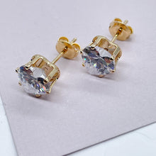 Load image into Gallery viewer, 18k Gold Filled 8mm Cubic Zirconia Heart Stud Earrings