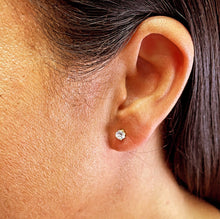Load image into Gallery viewer, 18k Gold Filled 4mm Cubic Zirconia Round Stud Earrings