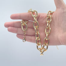 Load image into Gallery viewer, 18k Gold Filled Thick Round Cable Link Choker Link Chain Necklace Chunky Choker Necklace 18k Gold Filled