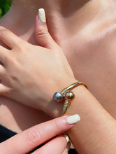Load image into Gallery viewer, 18k Gold Filled Two Ball Plain Tricolor Bangle Bracelet Jewelry