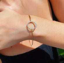 Load image into Gallery viewer, 18k Gold Filled Dainty Cubic Zirconia Circle Or Star Bangle Bracelet Jewelry Supplies