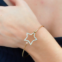 Load image into Gallery viewer, 18k Gold Filled Dainty Cubic Zirconia Circle Or Star Bangle Bracelet Jewelry Supplies