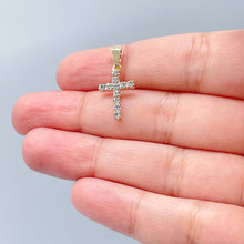 Load image into Gallery viewer, 18k Gold Filled 15mm Cross Charm with Cubic Zirconia Dainty Pendant Jewelry Supplies
