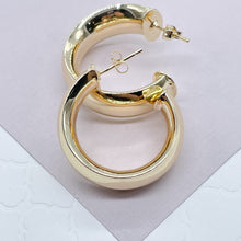 Load image into Gallery viewer, 18k Gold Filled Plain Turn Around 10mm Thick Hoop Earrings Available in 30mm,