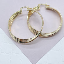 Load image into Gallery viewer, 18k Gold Filled Hoop Earrings: Twisted Four Layer Design, 8mm Thick