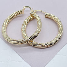 Load image into Gallery viewer, 18k Gold Filled Twisted Hoop Earrings: 5mm Thick Italian Design