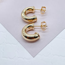 Load image into Gallery viewer, Thick 18k Gold Filled 6mm Plain Open Hoop Earrings