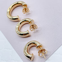 Load image into Gallery viewer, Thick 18k Gold Filled Plain 6mm Open Hoop Earrings