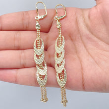Load image into Gallery viewer, Long 18k Gold Filled Oval or Heart Shape Dangling Earrings Featuring Ball Tips