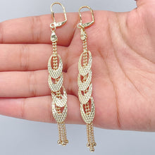 Load image into Gallery viewer, Long 18k Gold Filled Heart Dangle Earrings with Ball Chain
