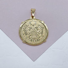 Load image into Gallery viewer, 18k Gold Filled 2.5mm Quarter Round Coin Charm Gold Pendant Coin Jewelry Supplies, Austrian Francis Joseph Imperator