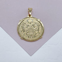 Load image into Gallery viewer, 18k Gold Filled Coin Pendant: Austrian Francis Joseph Charm, 25mm