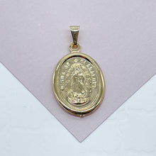 Load image into Gallery viewer, 18k Gold Filled Our Lady of Guadalupe Oval Pendant (15mm)