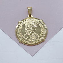 Load image into Gallery viewer, 18k Gold Filled Coin Pendant: Austrian Francis Joseph Charm, 25mm
