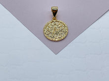 Load image into Gallery viewer, 18k Gold Filled 15mm Our Lady of Charity Coin Pendant Catholic Gift Caridad