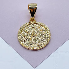 Load image into Gallery viewer, 18k Gold Filled Our Lady of Charity Coin Pendant - Catholic Caridad Del Cobre Charm