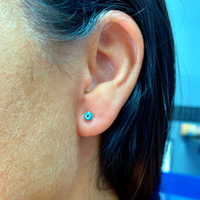 Load image into Gallery viewer, 18k Gold Filled Little Dot Evil Eye Stud Earrings Hypoallergenic Jewelry