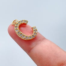 Load image into Gallery viewer, 18k Gold Filled Cubic Zirconia Alphabet Letters Charms CZ Dainty Pendants