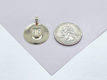 Load image into Gallery viewer, 18k Gold Filled Round Initial Charm with Micro Pave Zirconia Letters For