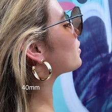 Load image into Gallery viewer, 18k Gold Filled Plain Turn Around 10mm Thick Hoop Earrings Available in 30mm,