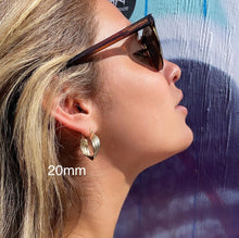 Load image into Gallery viewer, 18k Gold Filled Hoop Earrings: Twisted Four Layer Design, 8mm Thick