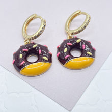 Load image into Gallery viewer, 18K Gold Filled Colorful Donut Earrings Available In Different Colors And Tastes