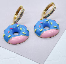 Load image into Gallery viewer, 18K Gold Filled Colorful Donut Earrings Available In Different Colors And Tastes