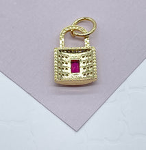 Load image into Gallery viewer, 18k Gold Filled Lock Charm with Micro Pave Cubic Zirconia Featuring Dainty