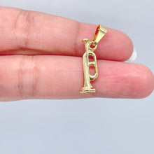 Load image into Gallery viewer, 18k Gold Filled Musical Instruments Microphone, Guitar and Trumpet Charms Dainty Pendants And Jewelry Making Supplies