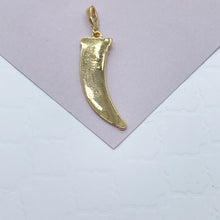 Load image into Gallery viewer, 18k Gold Filled Elephant Tusk Pendant: Cubic Zirconia Bail, Good Luck Charm