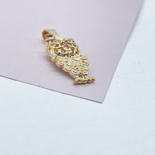 Load image into Gallery viewer, 18k Gold Filled Owl Charm Featuring Cubic Zirconia Eyes For Wholesale And